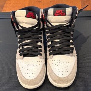 Boy’s Air Jordans. White, Black & Red